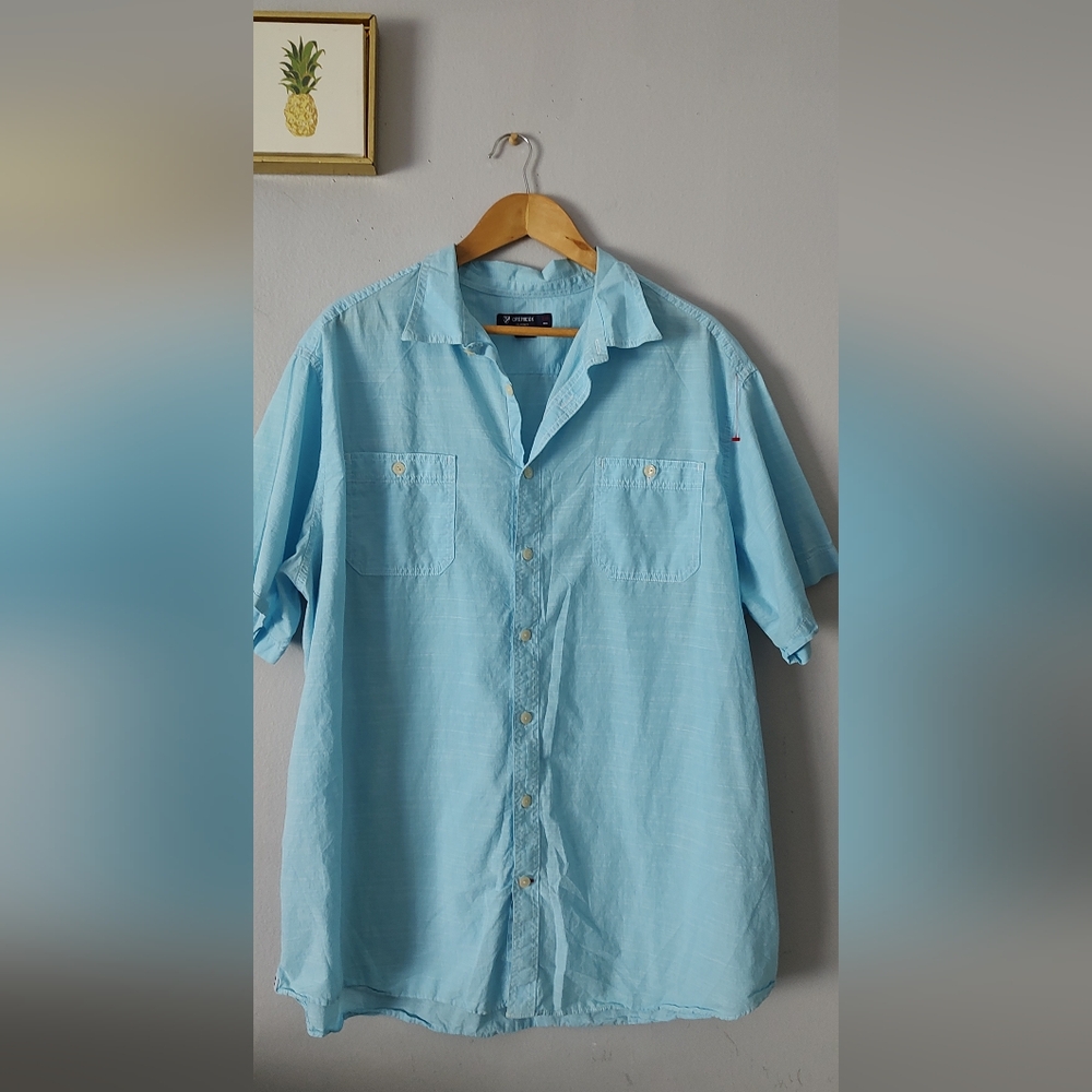 Men's shirt Cremieux 2XL Color Blue Style Classic Short Sleeves Buttons Front
